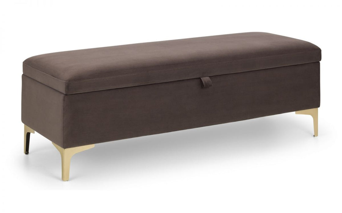 Deco Brown Truffle Velvet Blanket Box with Gold Feet - Modern Home Interiors