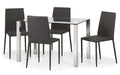 Enzo Chrome and Tempered Glass Dining Set with Jazz Grey Chairs - Modern Home Interiors