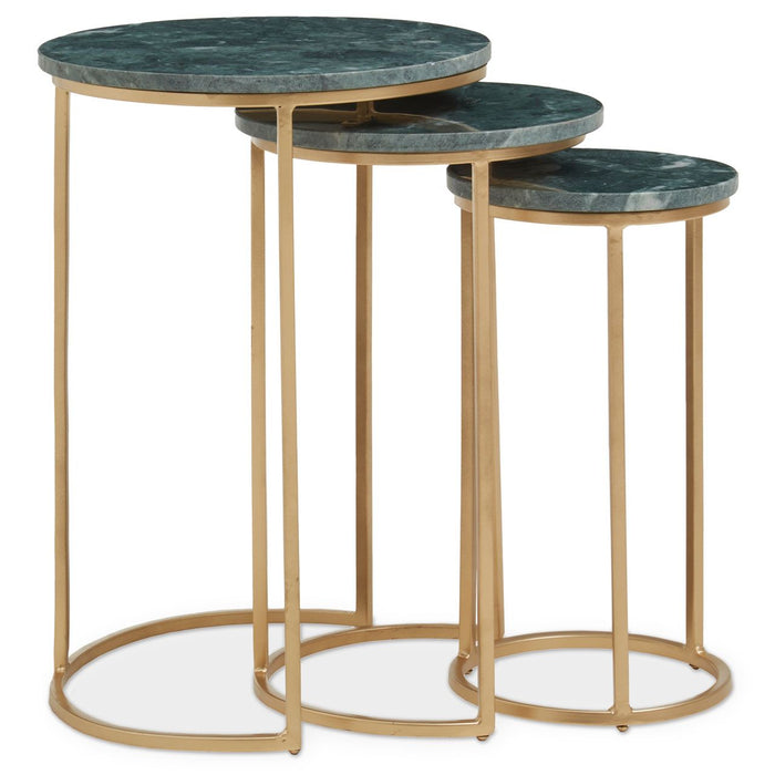 Set of 3 Green Marble Nesting Side Tables