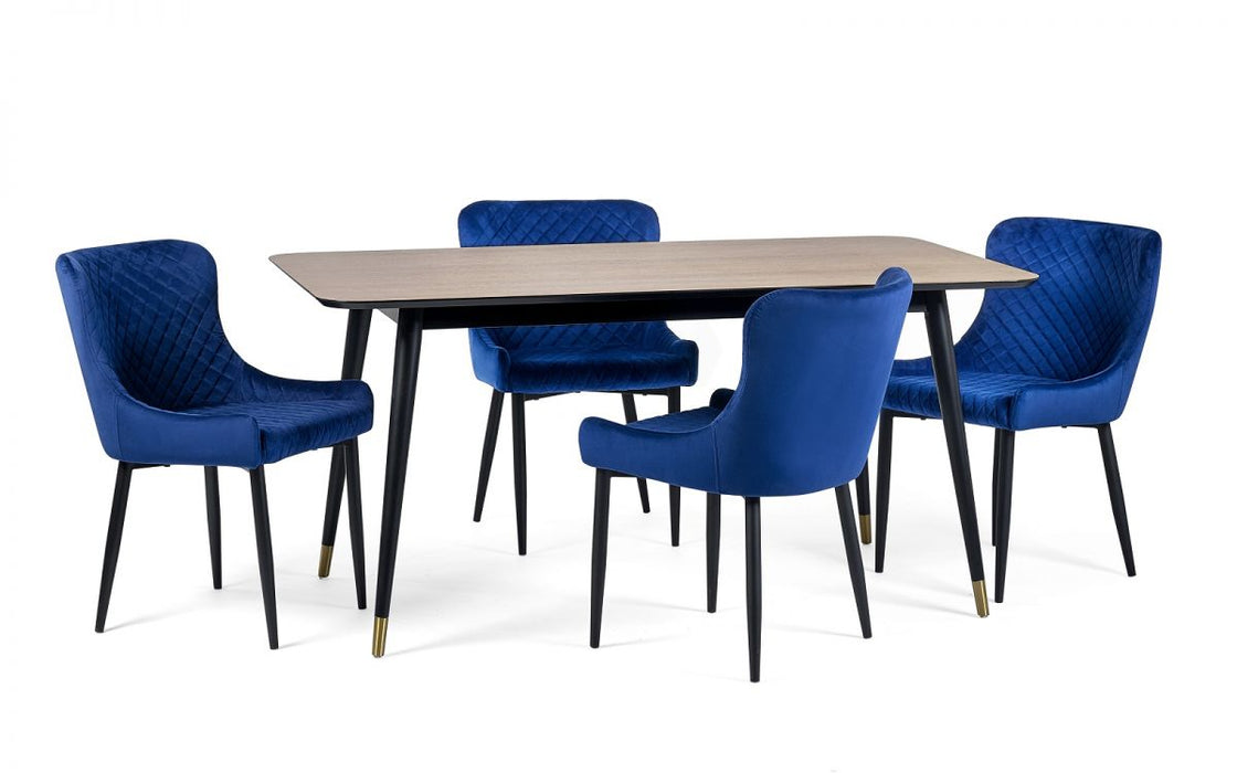 Findlay Rectangular Table & 4 Luxe Blue Chairs