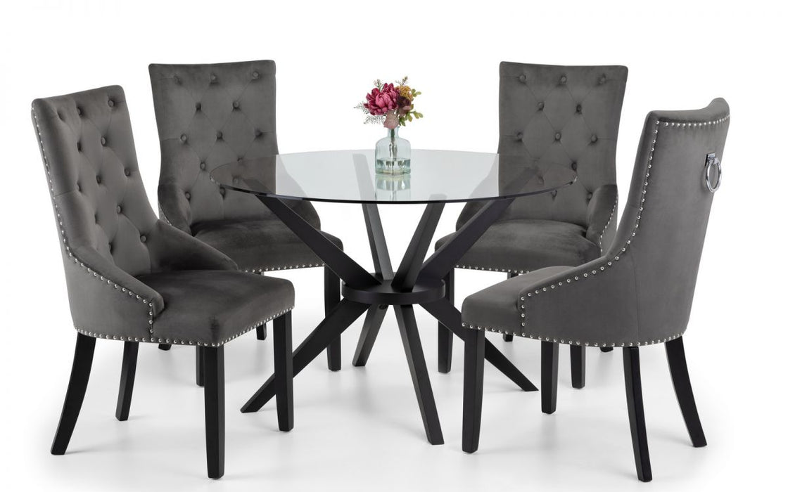 Hayden 120cm Round Dining Table & 4 Veneto Knockerback Chairs