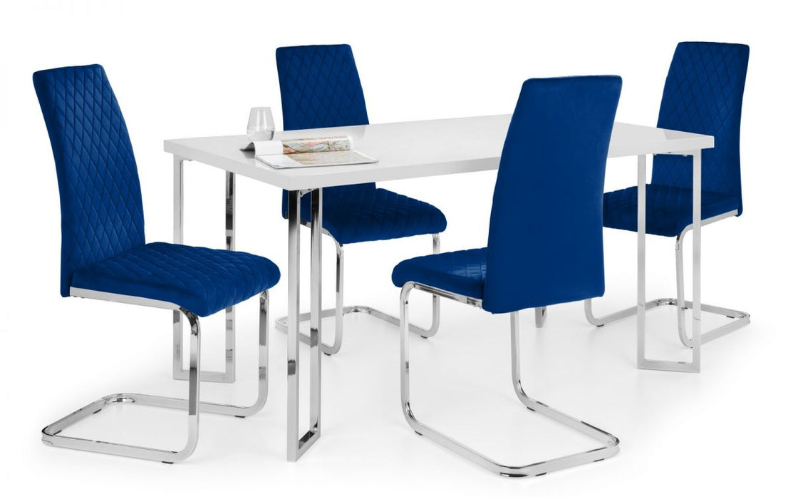 Calabria Cantilever Dining Chair - Blue Velvet - Modern Home Interiors