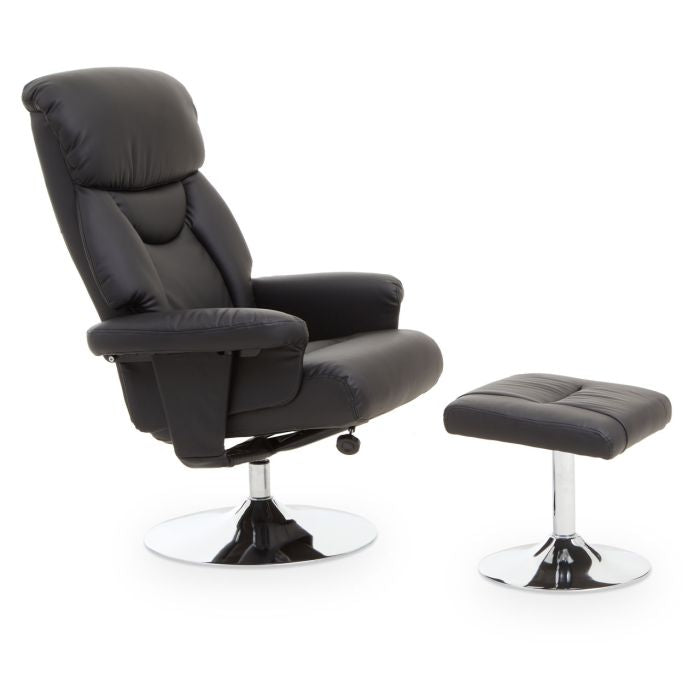 Faux Leather 360 Degree Swivel Recliner and Stool Set