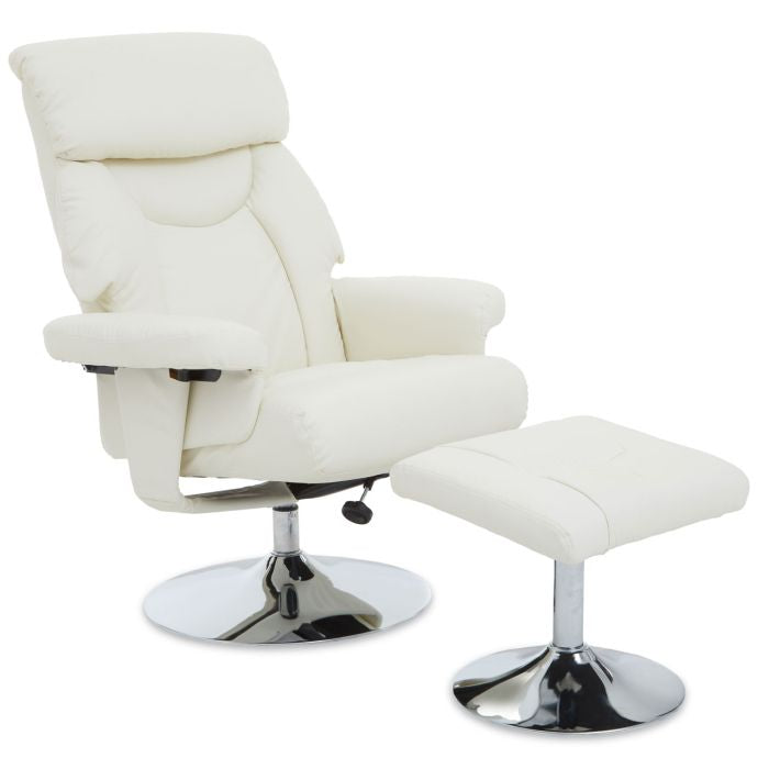 Faux Leather 360 Degree Swivel Recliner and Stool Set