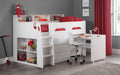 Jupiter White Midsleeper with Desk and Storage - Modern Home Interiors