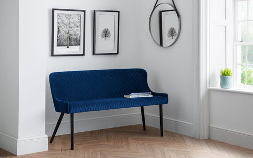 Luxe High Back Bench - Blue Velvet - Modern Home Interiors