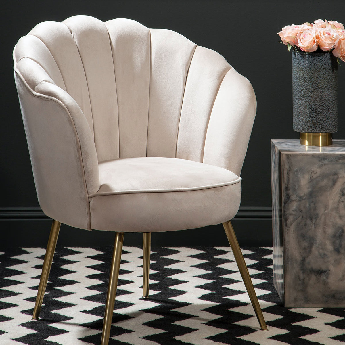 Scallop Shell Chair Mink Velvet Scalloped Shell Chair | Modern Home Interiors