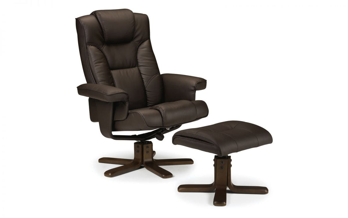 Malmo Recliner & Footstool - Brown - Modern Home Interiors