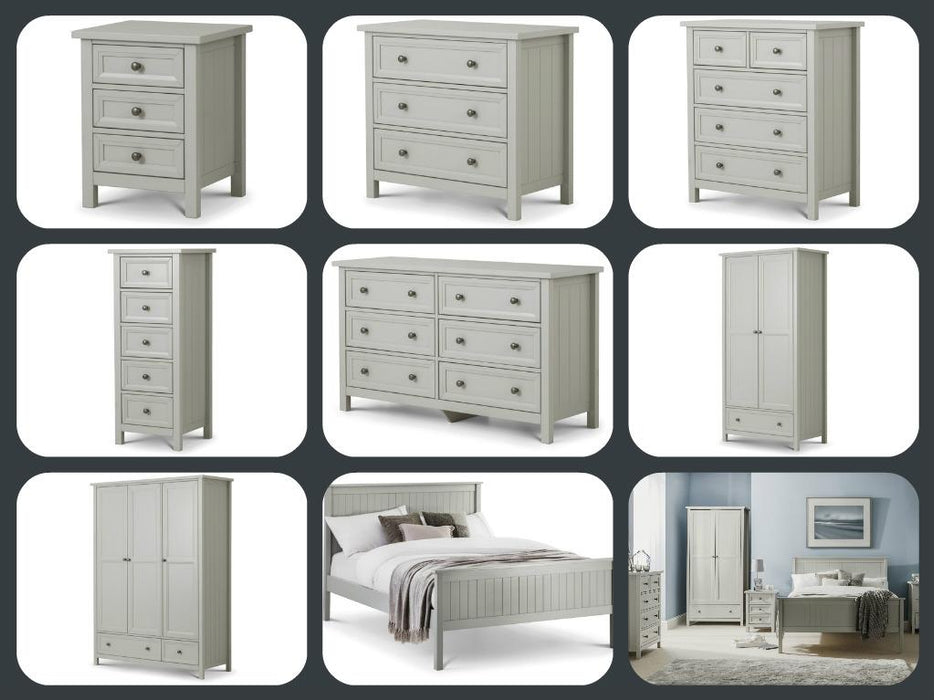 Julian Bowen Maine New England Shaker Style Full Bedroom Set in Dove Grey - Modern Home Interiors