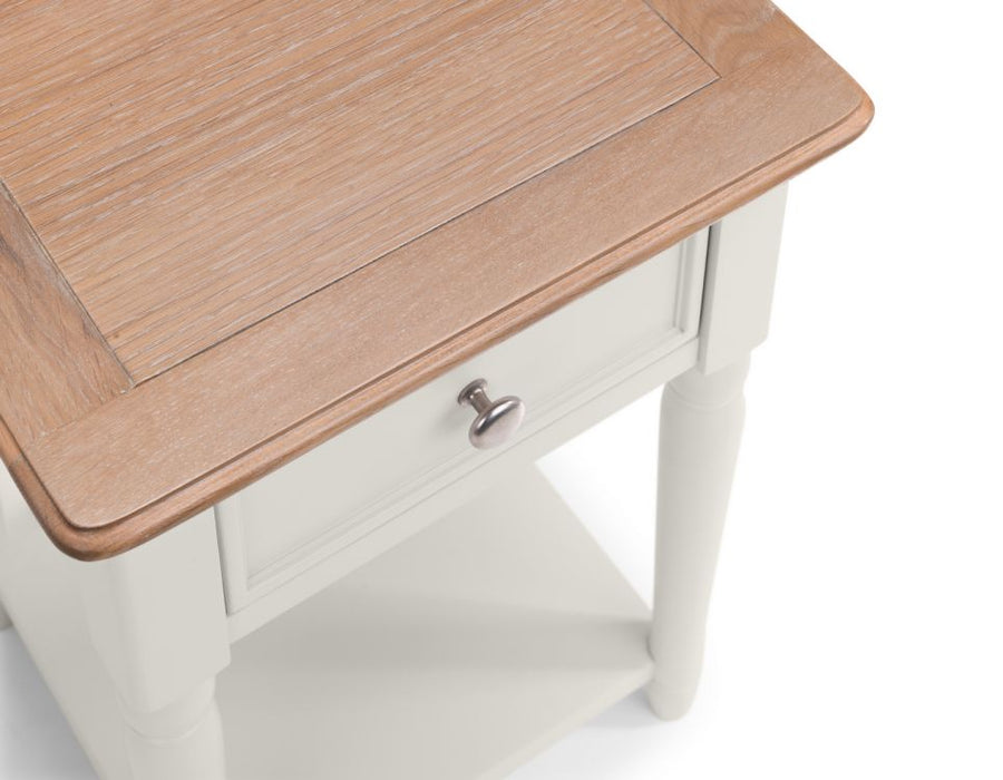 Provence White & Oak 1 Drawer Lamp Table - Modern Home Interiors