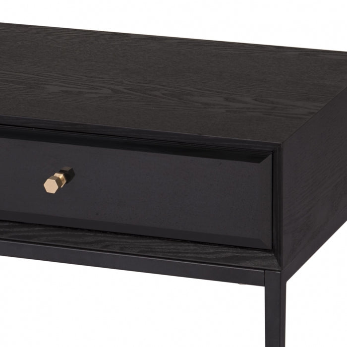 Finola Black with Brass Handle Side Table