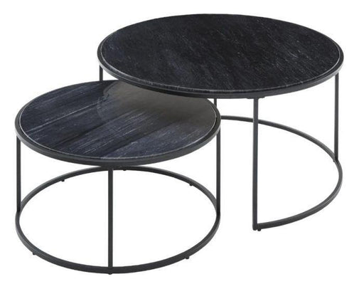 RV Astley Balthild Black Matt Marble Nest Of Tables - Modern Home Interiors