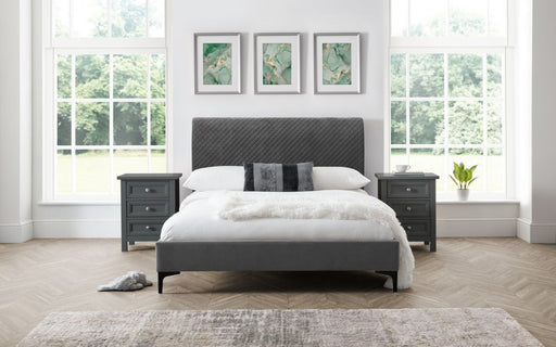 Sanderson Diamond Quilted Velvet Bed Frame - Modern Home Interiors