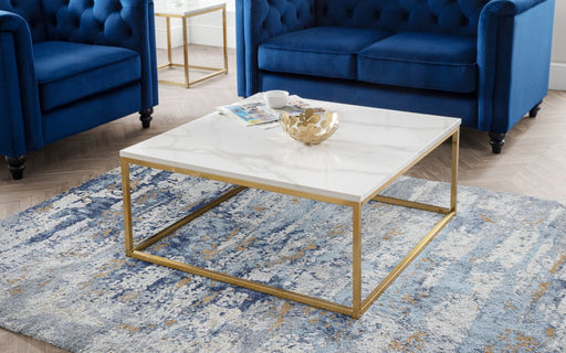 Scala Gold White Marble Top Coffee Table - Modern Home Interiors
