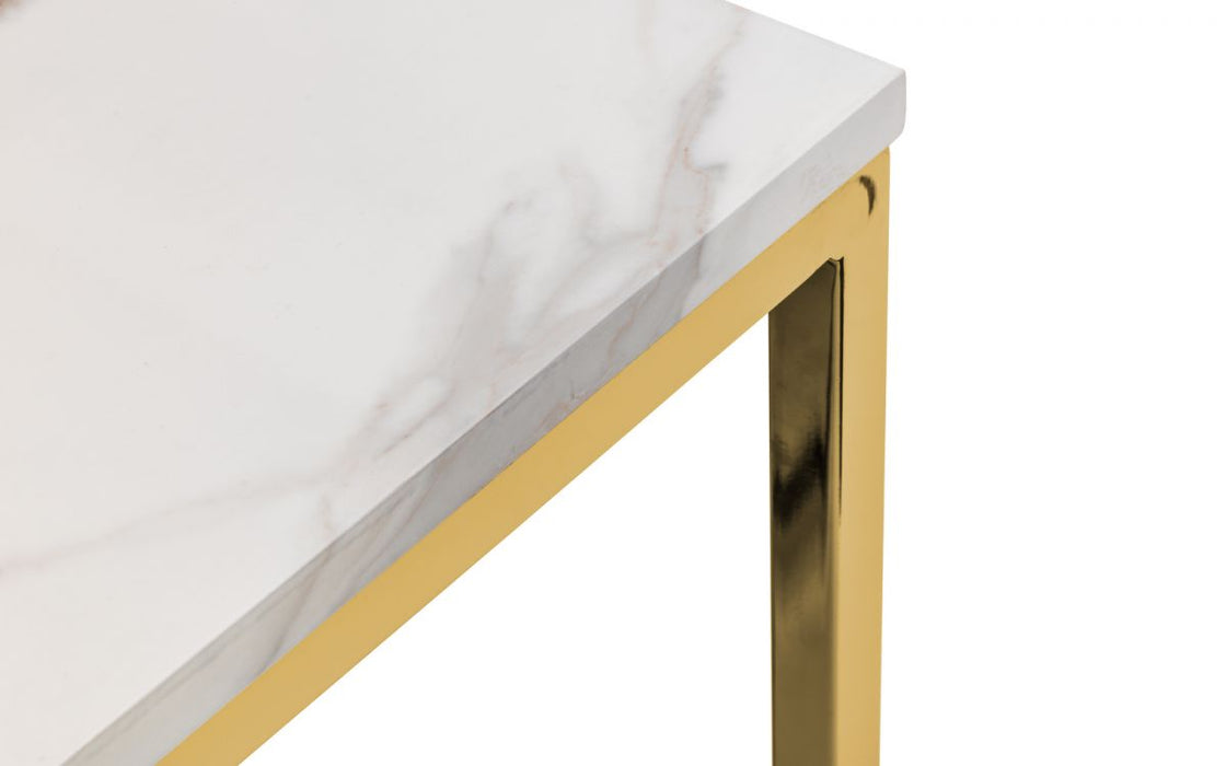 Scala Gold White Marble Top Dining Table - Modern Home Interiors