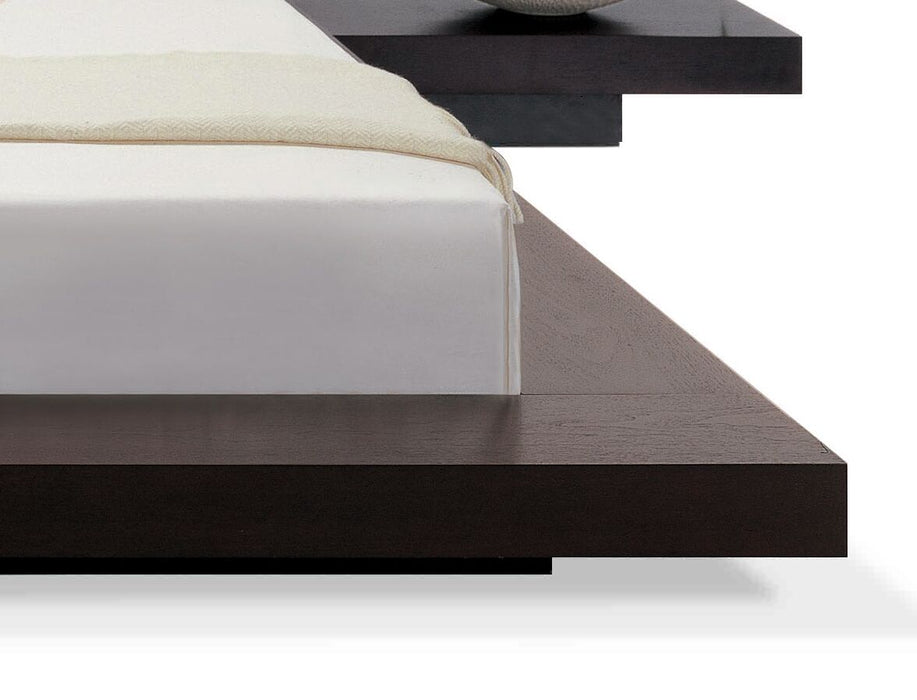 Zen EU Super King Size Dark Wood Waterbed with Bedside Tables - Modern Home Interiors