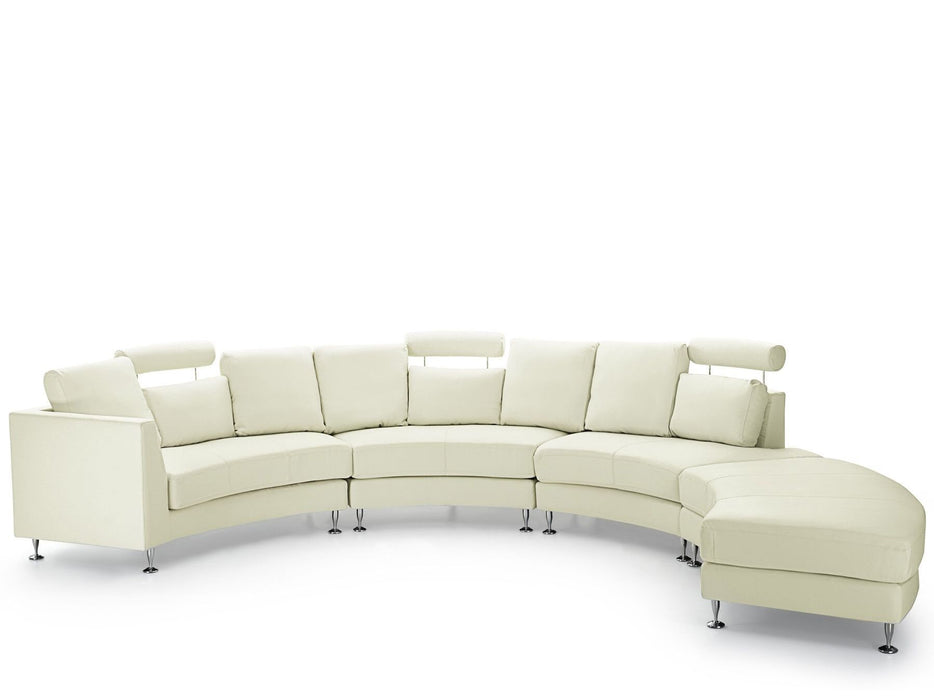 Rotunda Luxe 7 Seater Curved Modular Sofa - Cream Leather - Modern Home Interiors