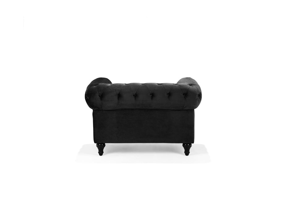 Chester Living Room 3+1 Seater Lounge Set - Black Velvet - Modern Home Interiors