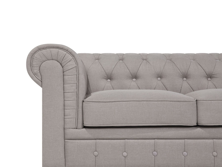 Chesterfield Fabric Corner Sofa - Beige Fabric - Modern Home Interiors