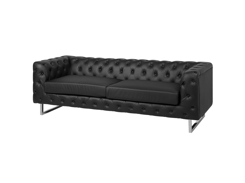 Eden 3+2 Seater Living Room Sofa Set - Black Faux Leather - Modern Home Interiors
